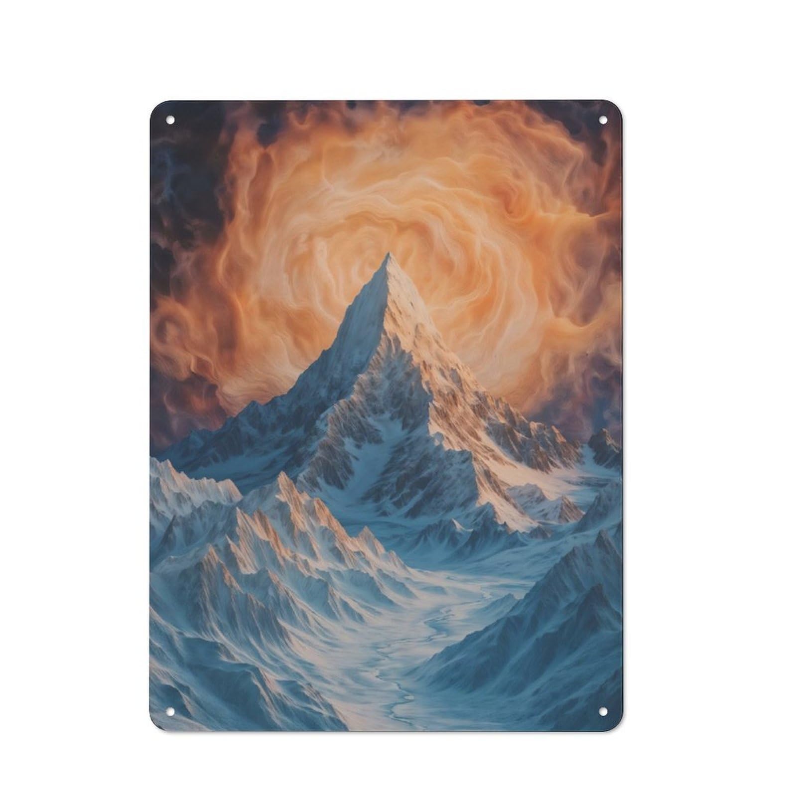 Junmoney Surreal Snowy Mountain Printed Metal Sign 40X30cm For Kitchen Or Home Bar, For Kitchen Decor Lovers, For Retro Home Interiors