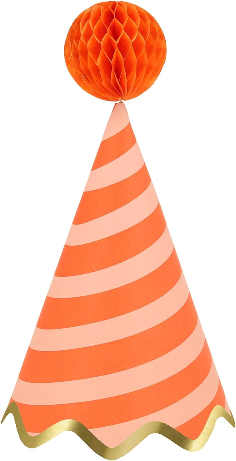 Meri Meri Birthday Party Hats, Pack of 8 Bright and Colorful Cone Birthday Hats for Kids & Adults, Cone Party Hats