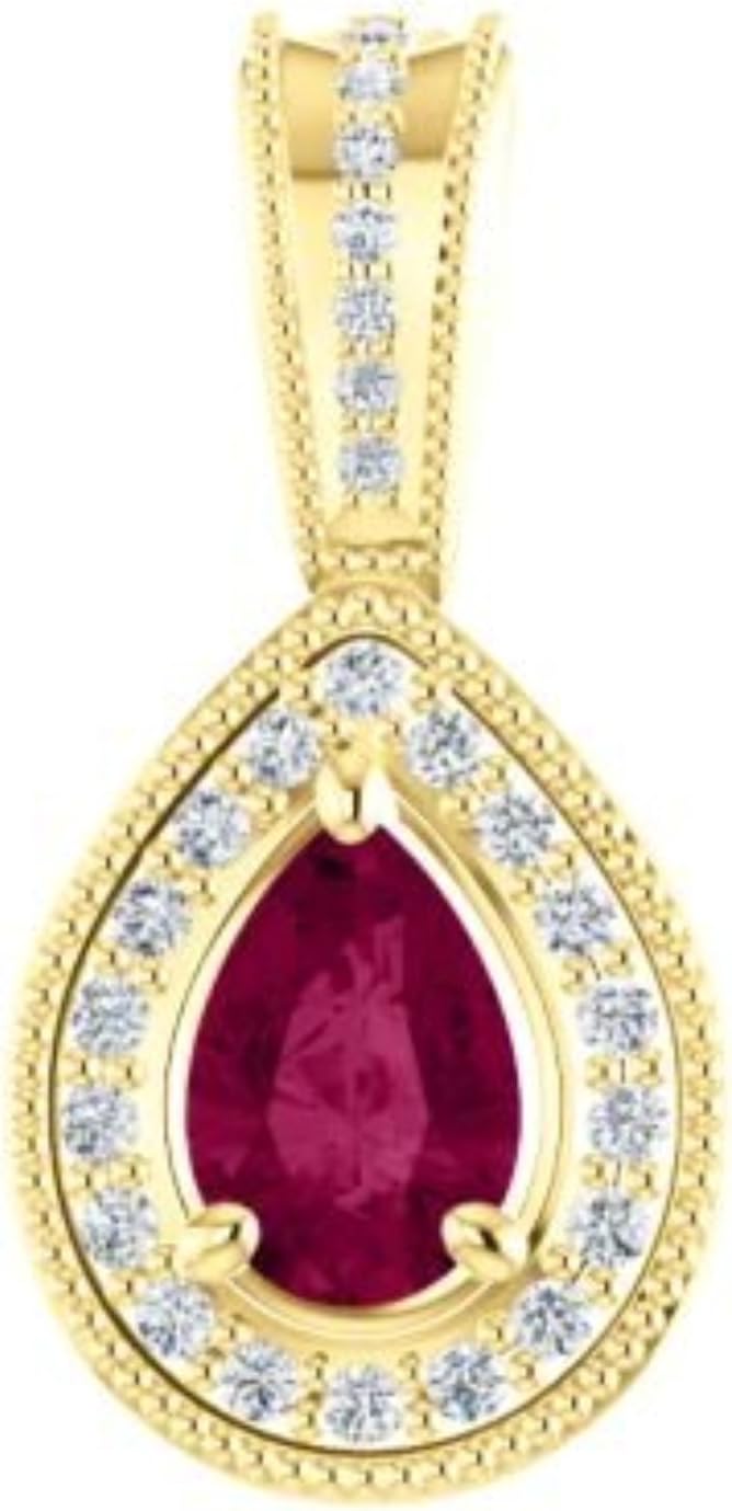 14kt Yellow Rhodolite Garnet & 1/8 CTW Diamond Pendant