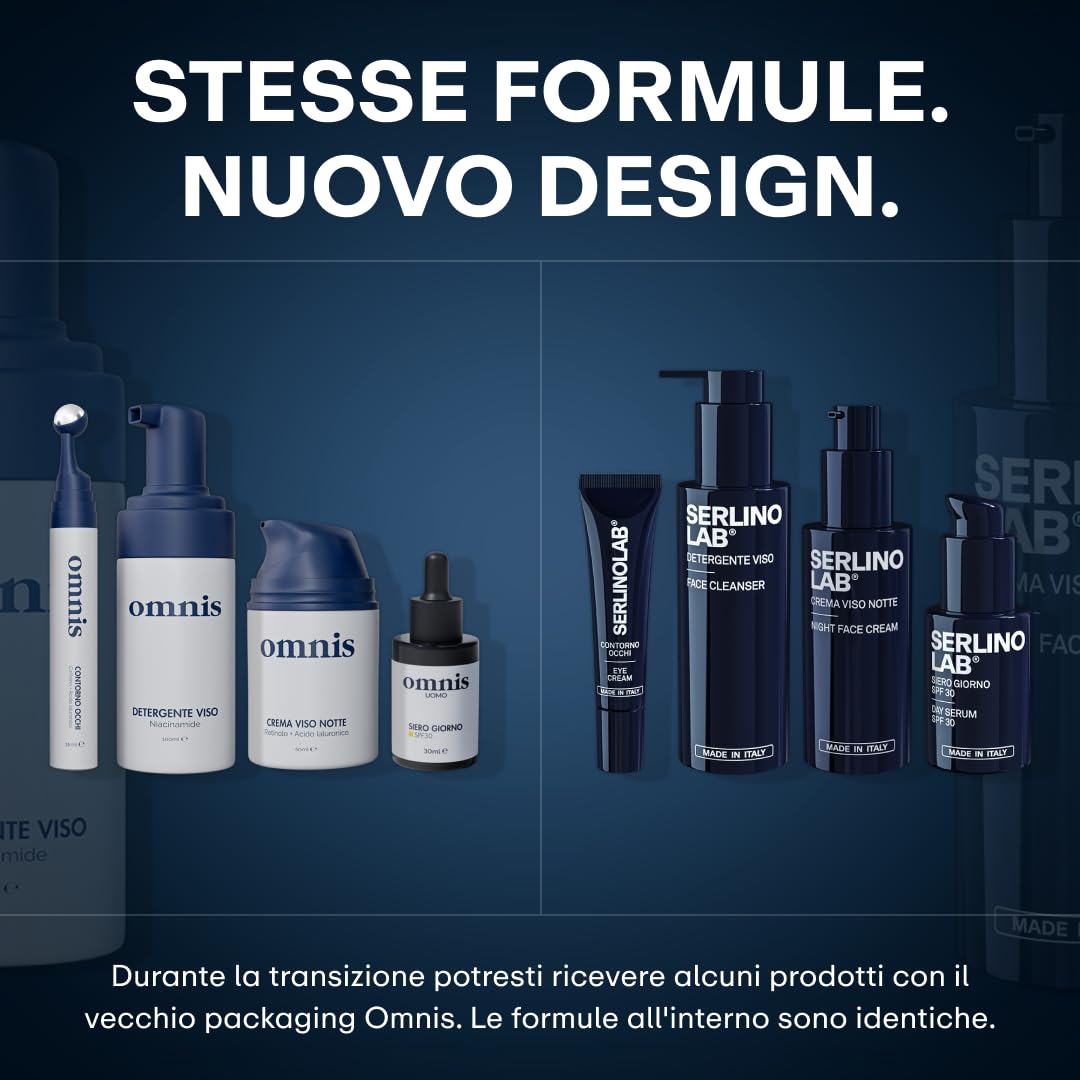 SERLINO LAB Kit completo Skincare Antirughe, Detergente, Contorno Occhi, Siero Giorno SPF30, Crema Notte, tutto made in italy