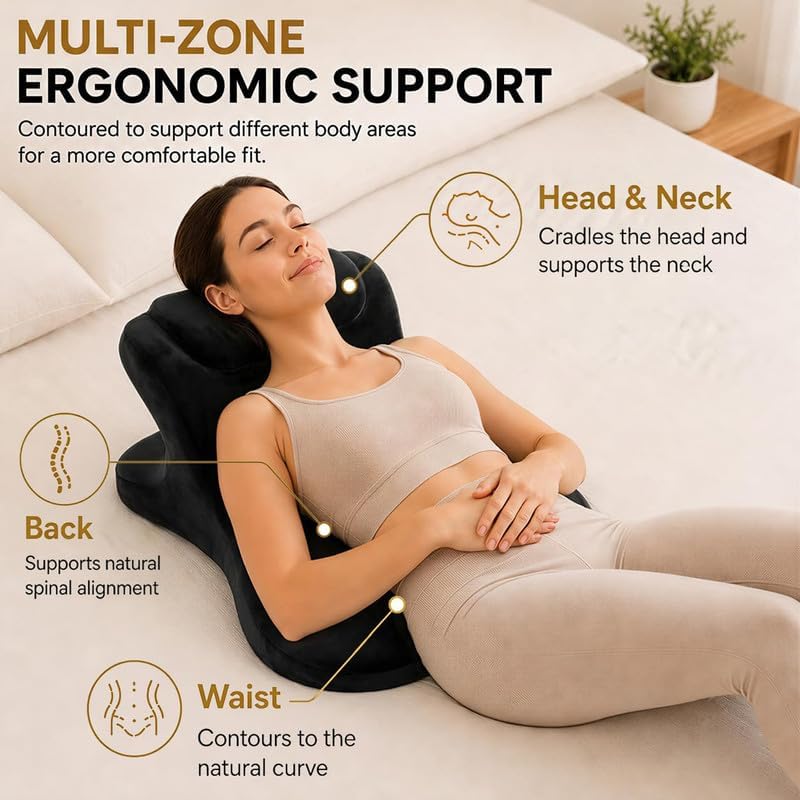 Large, Couple Pillow is Designed for Sweet Moments Between Couples.and the high-Density Foam Prevents it from Shifting. The Washable Pillowcase Also Comes with an Eye mask and earplugs (Black)