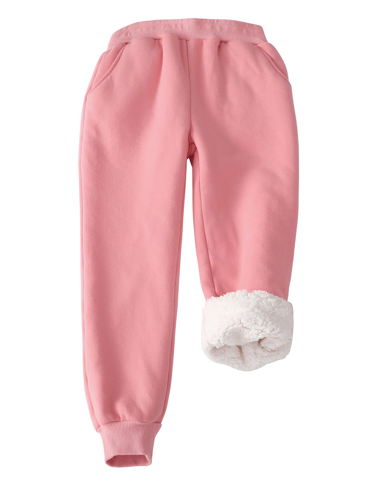 Flygo Girls Boys Fleece Joggers Sweatpants Sherpa Lined Winter Warm Elastic Waist Jogger Pants with Pockets