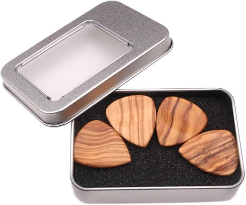 gazechimp Holz Plektrum Plektron Picks Pickholder Plektrumhalter aus Eisen  fA r Gitarre Violine Ukulele Olivenholz