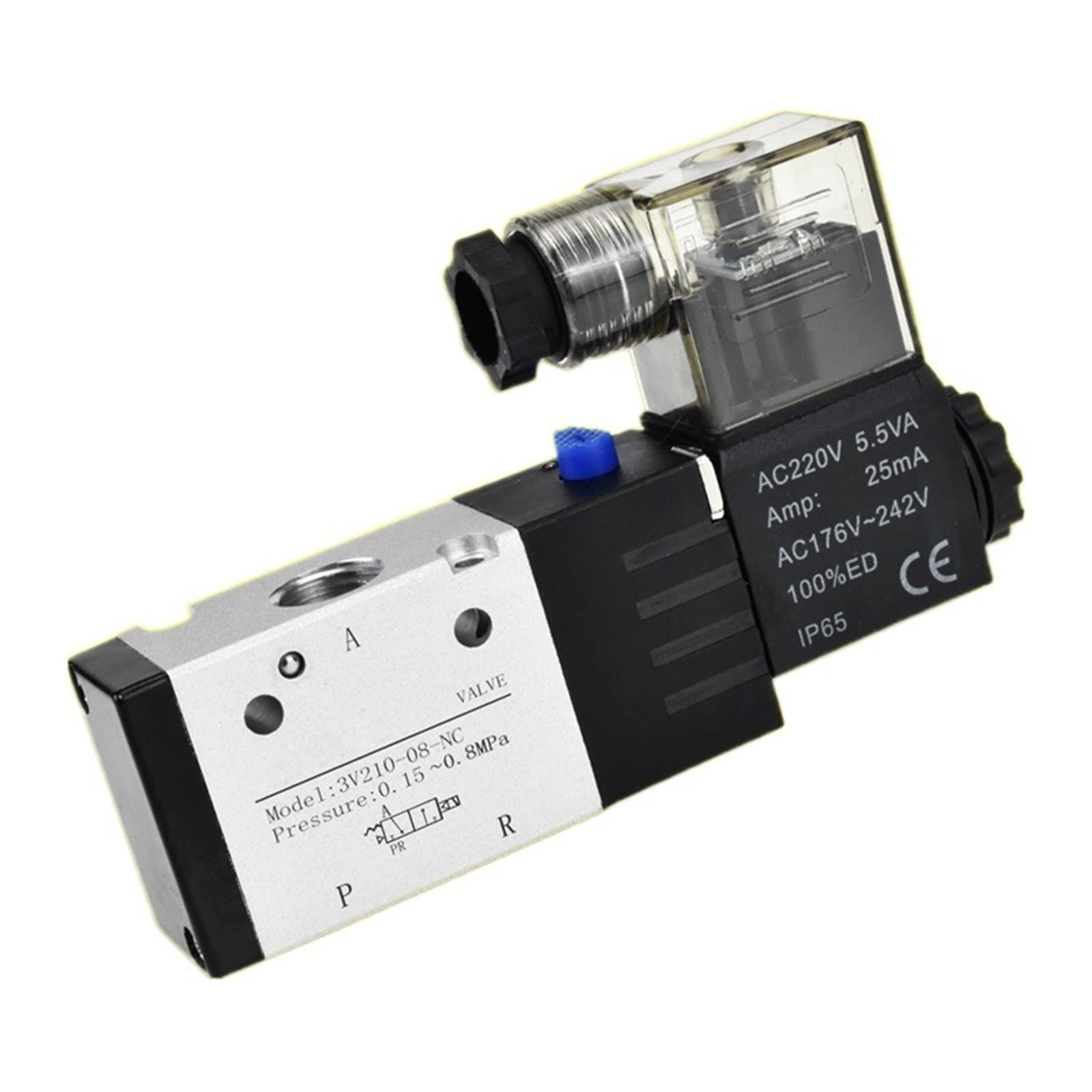 Électrovanne 3V210-08 avec témoin LED pour contrôle d'air précis