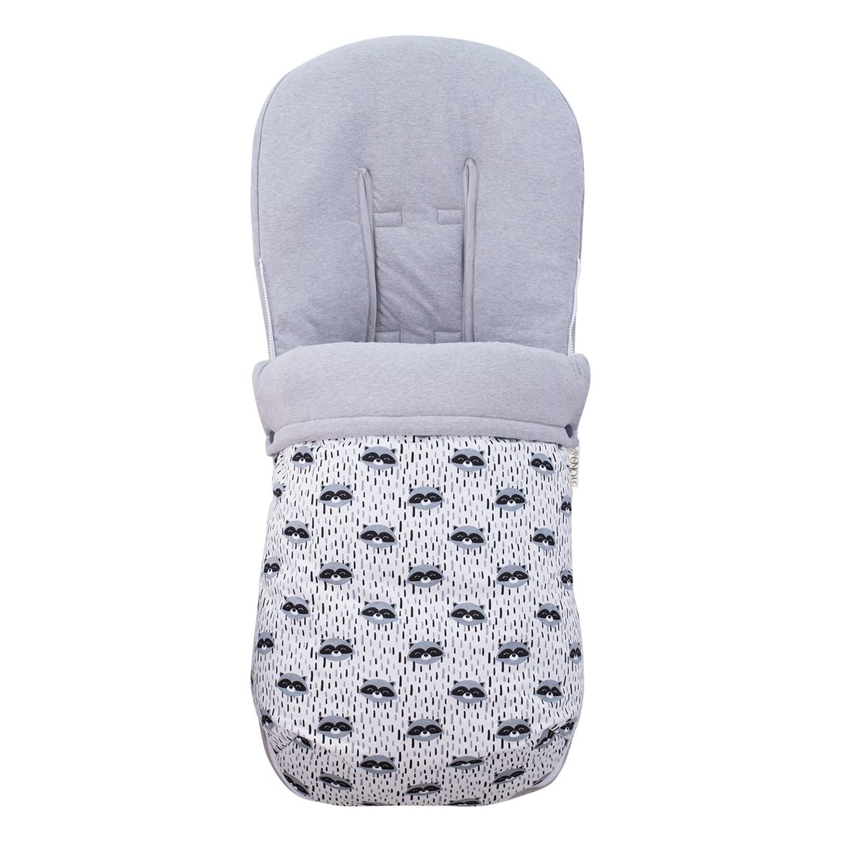JYOKO KIDS Saco Universal para Cochecito y silla de Paseo, Saco de abrigo para Carrito de Bebé Con Forro de Algodón, Primavera/Entretiempo (RACCOON, ALGODON)