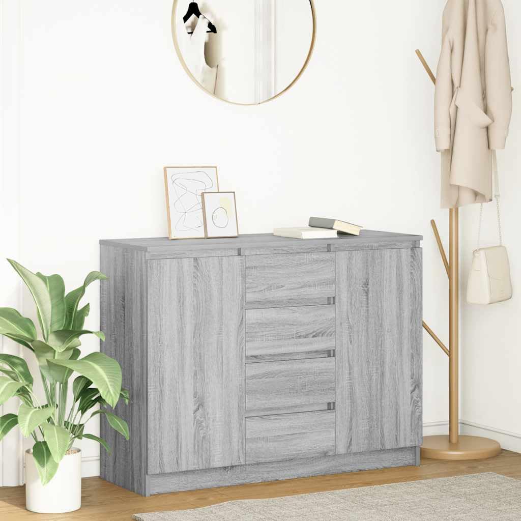 vidaXL Sideboard mit Schubladen Grau Sonoma 100,5x35x76 cm, Kommode, Schrank, Flurschrank, Anrichte, Küchenschrank, Wohnzimmerschrank, Wohnzimmermöbel