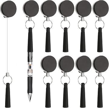 CDIYTOOL 12PCS Heavy Duty Retractable Pull Pen Pencil Holder 24" String Elastic Silicone Pencil Holder for Carpenters, Nurses, Waitresses, Construction Workers