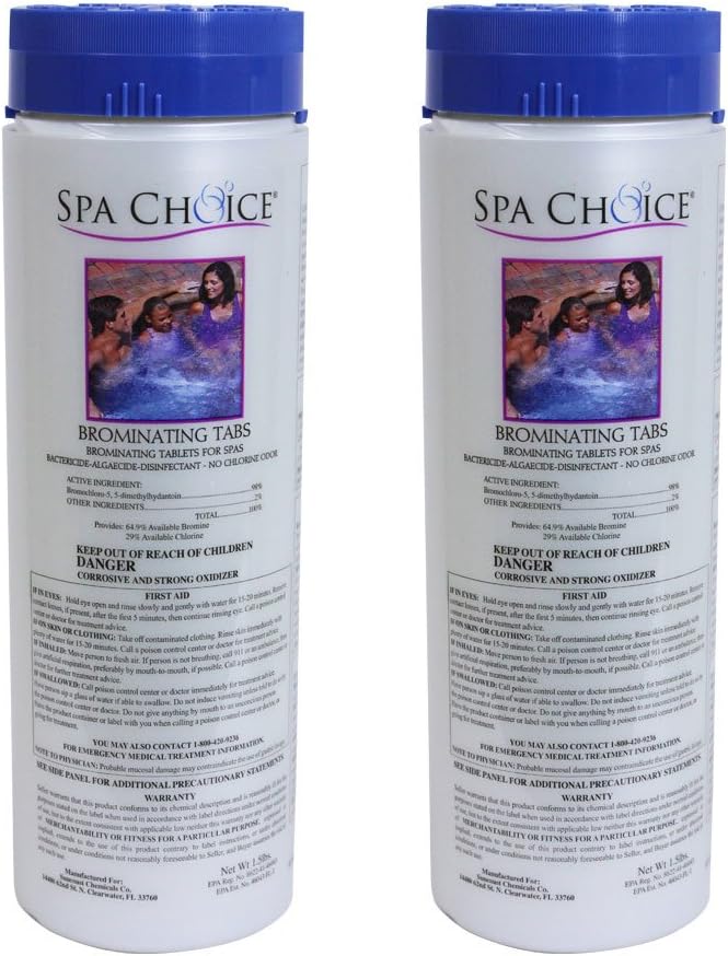 SpaChoice 1.5-Pounds 2-Pack Premium Brominating Tabs Sanitizer for Spas, Bromine Tablets for Spa Hot Tub, Made in USA