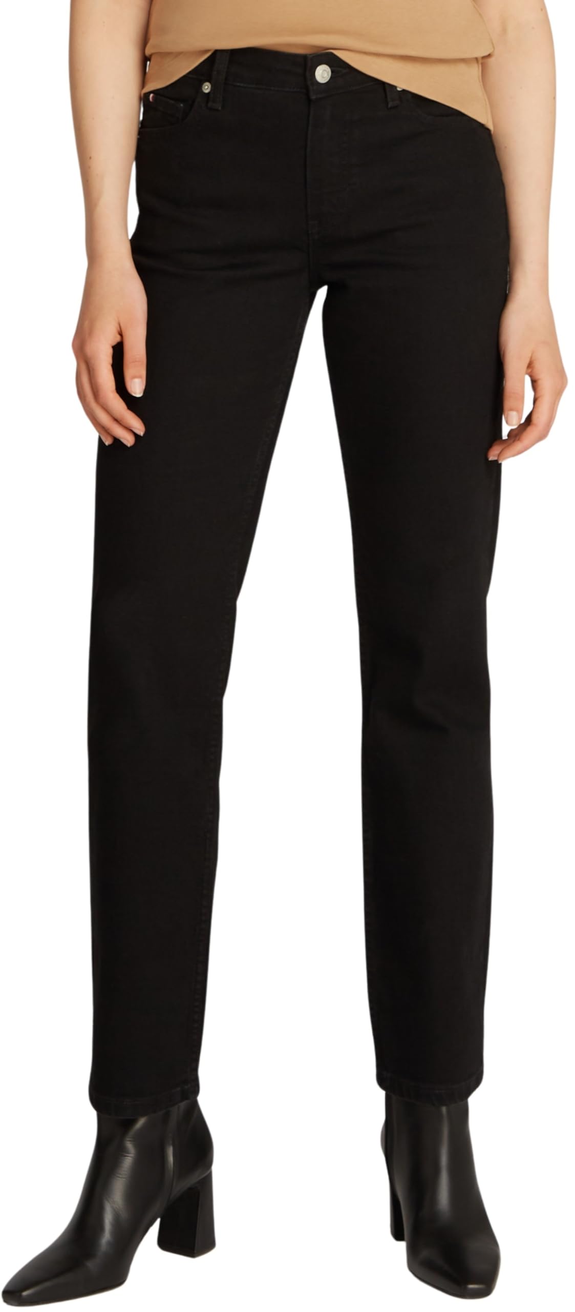 Tommy Hilfiger Women's Classic Straight Leg Fit Jeans, Black (Black), 28W/28L