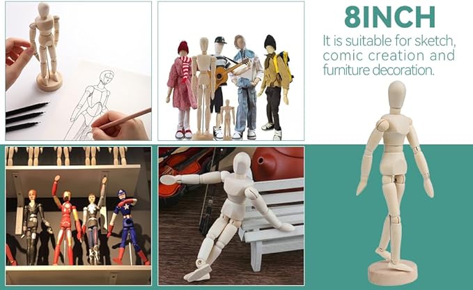 Maniquí de Madera BQLZR 8 Pulgadas Articulado para Dibujo miniatura 6