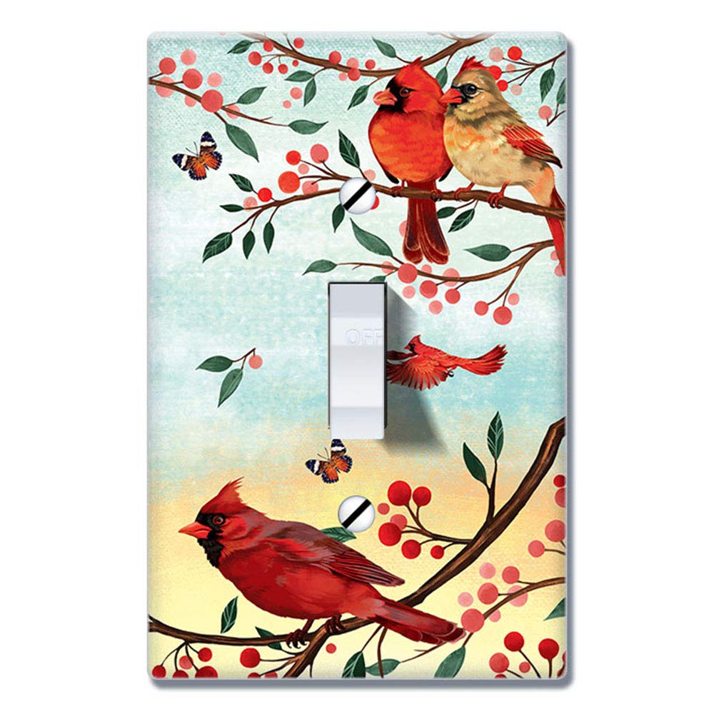 WIRESTERSingle Gang Toggle Light Switch Plate/Wall Plate Cover - Red Cardinal Birds