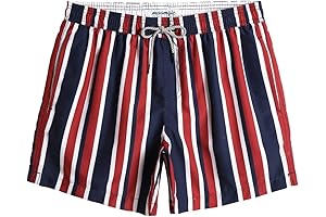 Mens 5" Quick Dry 4th of July Swim Trunks