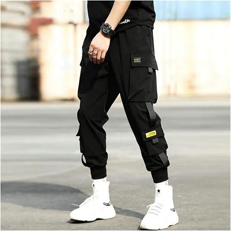 Amazon.com: WANTAIJPN Street Hip-hop Black Harem Pantalones para hombre con  cintura elástica punk con cinta, pantalones casuales delgados para correr  (color: negro, talla: china talla L) : Ropa, Zapatos y Joyería