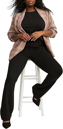 Torrid Women's Plus Size Trouser Bootcut Ponte Pant, Deep Black, 16 Extra Short