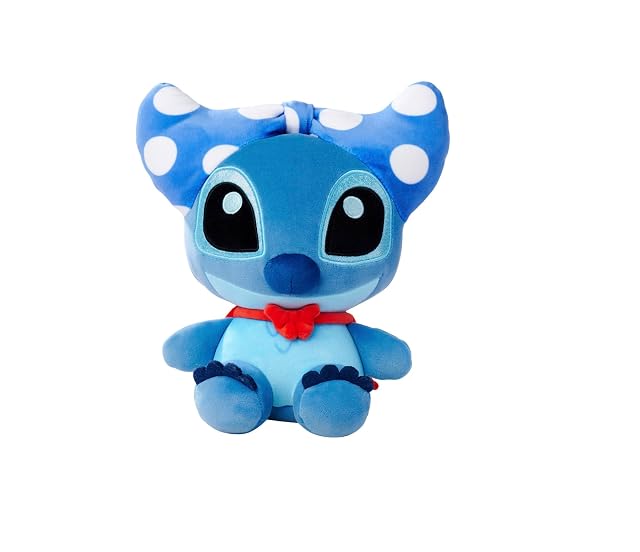 Simba Peluche Disney Doorables Stitch con Lazo, 25 cm con Ojos Brillantes, Felpa Ultra Suave y diseño Adorable