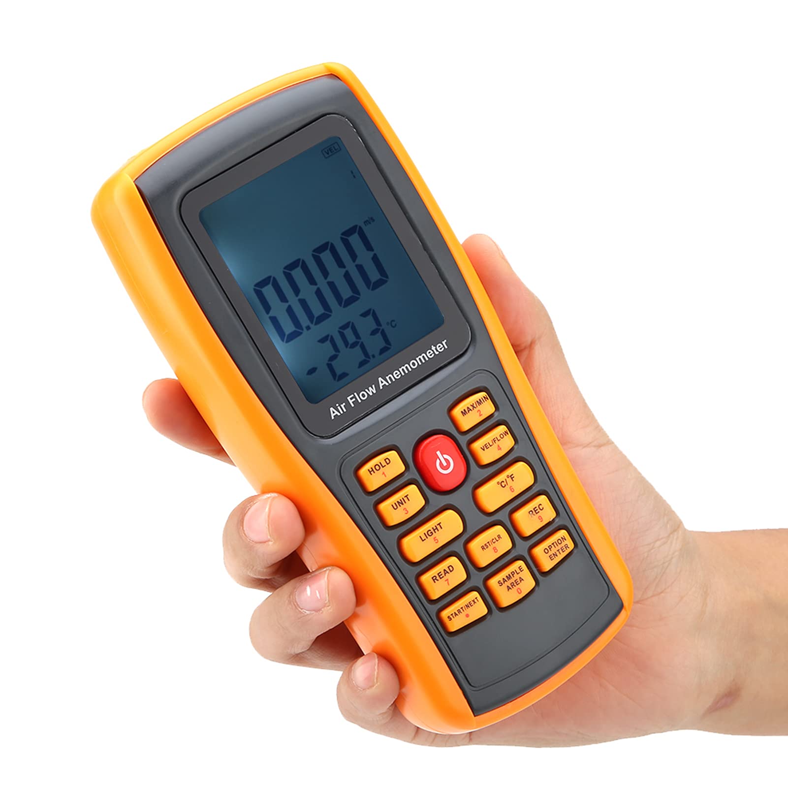 Anemómetro digital, GM8902+ pantalla LCD, anemómetro digital, flujo de aire, medidor de velocidad del viento, con cable USB, herramienta de medición profesional multifunción