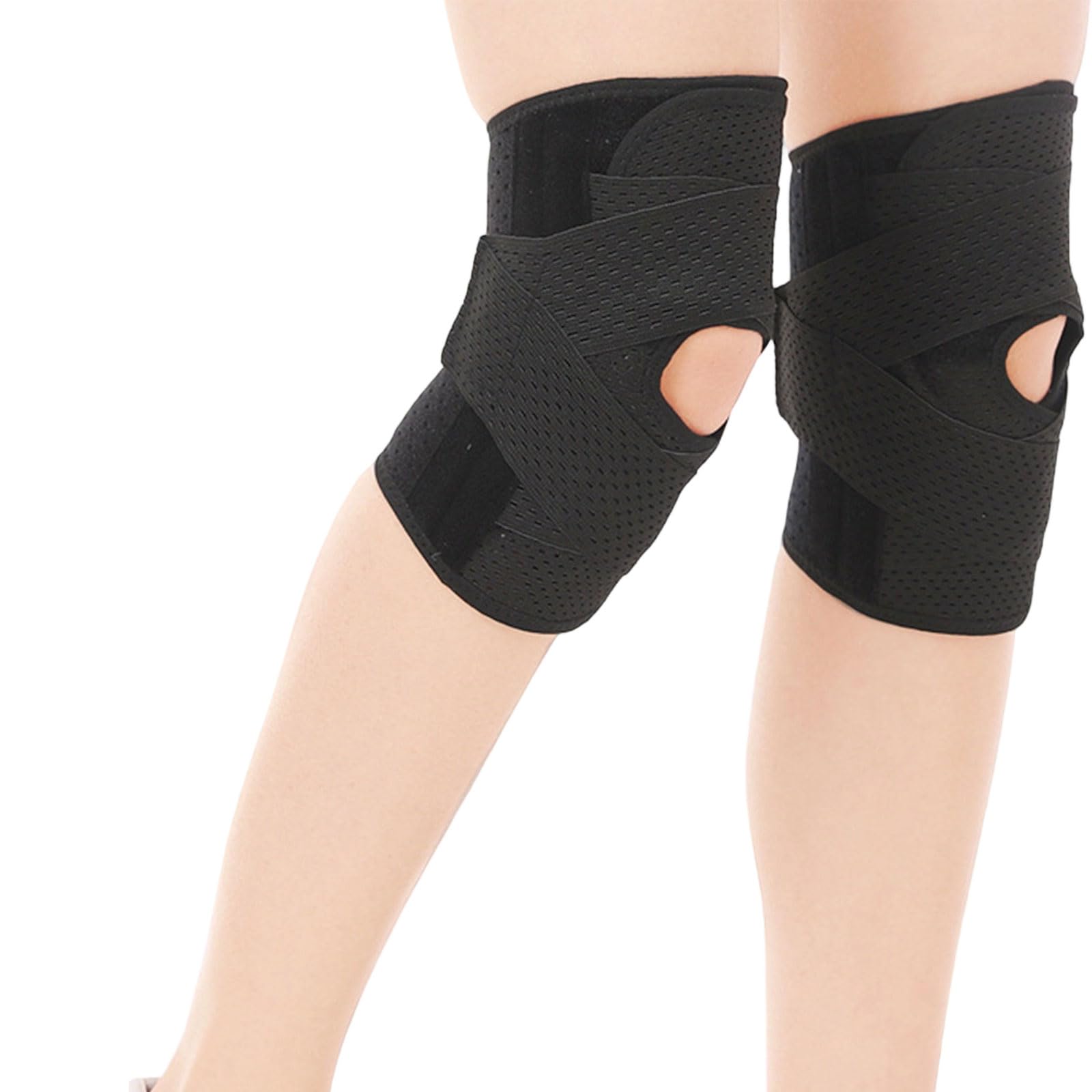 QIAOLIDA Shock Absorption Sport Knee Brace with Spring Stabilizers Ergonomic Knee Sleeve for Running Basketball