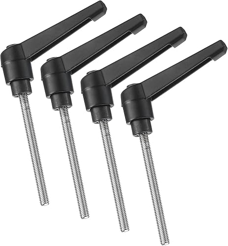 Miniatura 44 de uxcell 4 manijas de palanca de sujeción, perno macho roscado de acero al carbono de óxido negro M8 x 0.59 pulgadas, asas ajustables de bloqueo