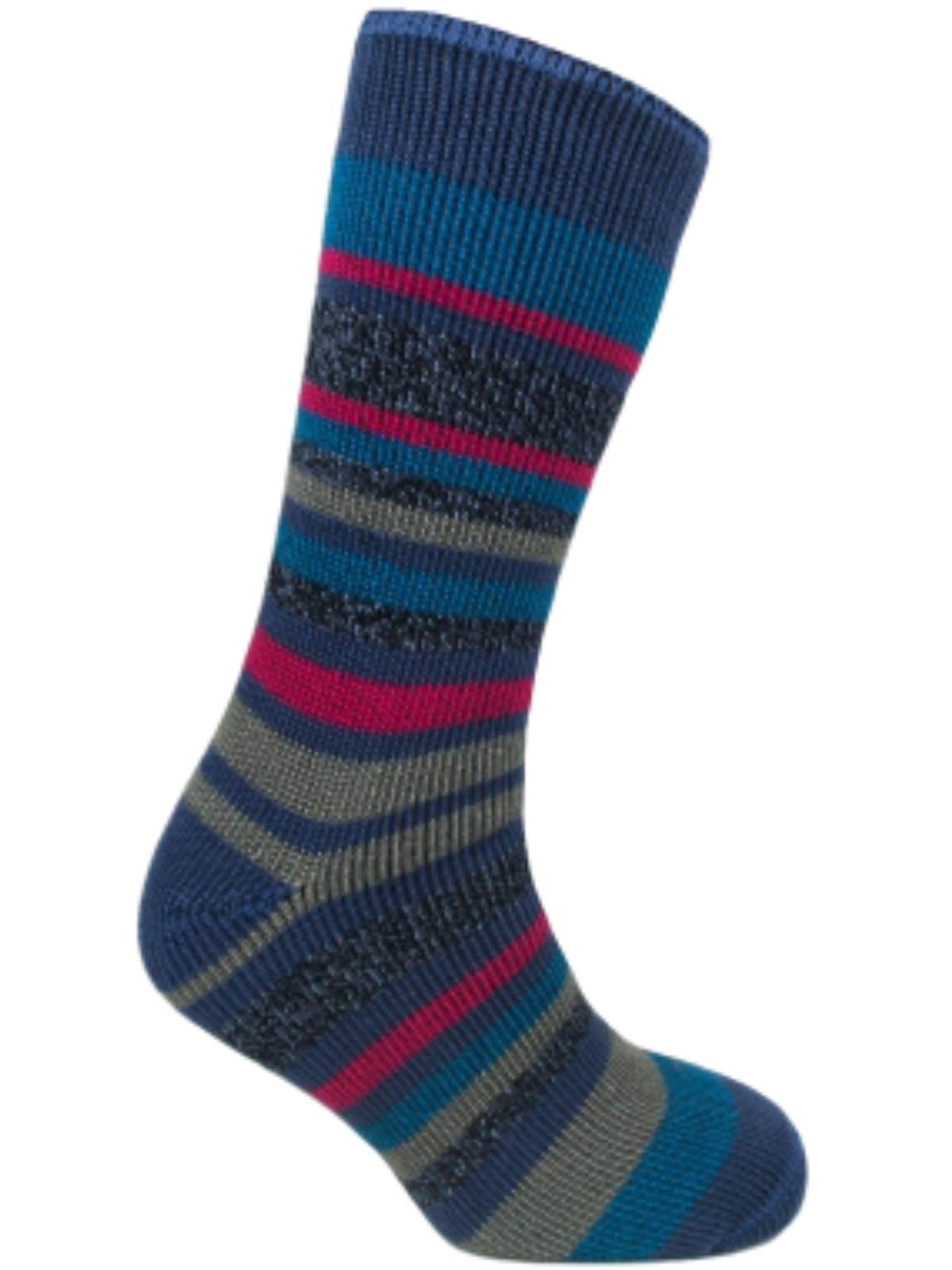 Socks By Heat Machine Women's Design 2 Stripe Extra Thick 2.3 Tog Rated Brushed Insulated Thermal Socks By Heat Machine™ / Uk 4-8 Eur 37-41 (Design 2)