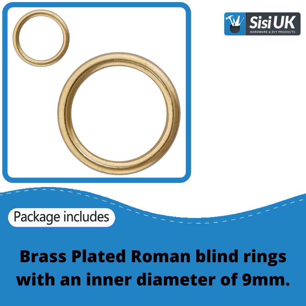 Curtain Rings Hollow Brass Plated 12 mm Roman Blind Curtain Rings O Shaped Blind Roman Rings Brass Plate Rings for DIY Roman Curtains Pole Pack of 50 - Image 2