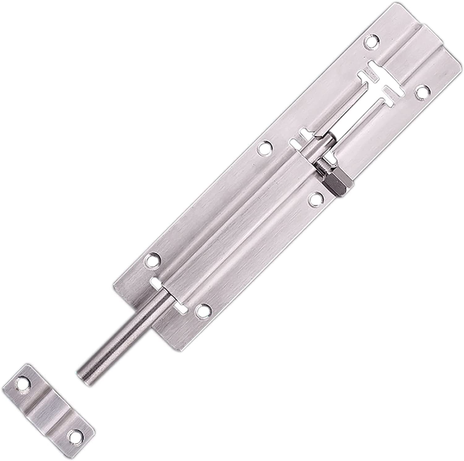 PULaif Door Lock Bolt, Stainless Steel Door Bolts Cylindrical Bolts Sliding Barrel Bolt Latch 3-12 Inches(6 inches)