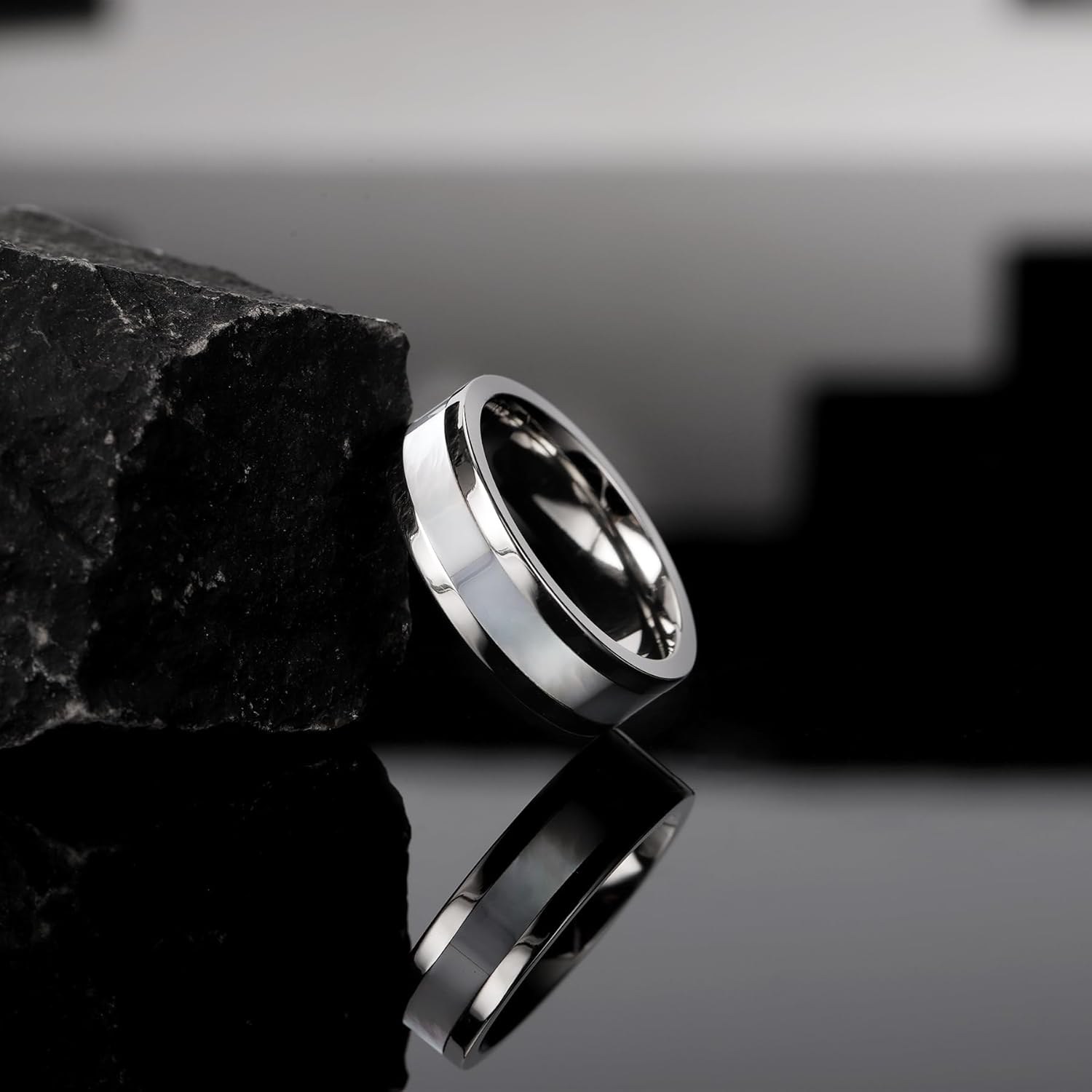 Titanium Wedding Bands with Mother of Pearl Inlay 6mm for Everyday Wear Comfort Fit Engagement Ring for Men Women - Image 3
