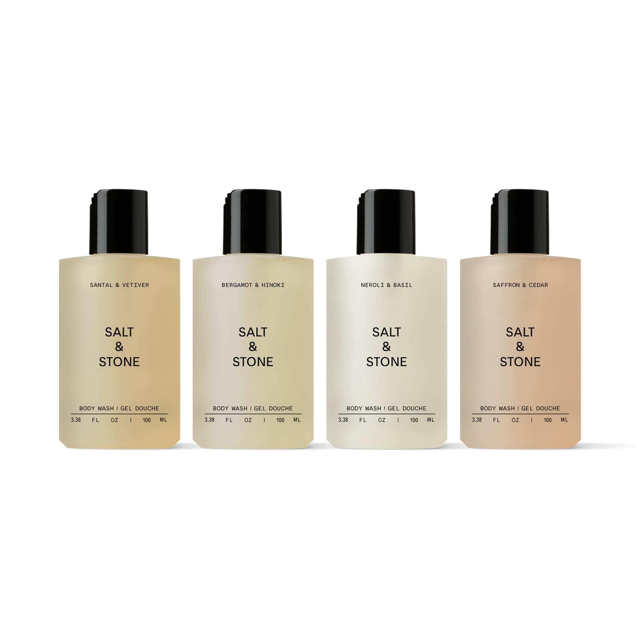 Salt & Stone Body Wash for Women & Men, Mini Travel Size Set 3.4 fl oz (4)