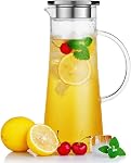 GuDoQi 1.4L Carafe d'eau, Borosilicate de verre Pitcher avec lis, Iced Tea Patcher, boisson froide chaude Café Boissons Carafe