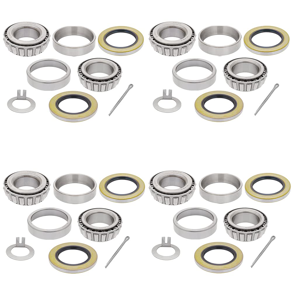 [4-Sets] 5,200-7,000 lbs Trailer Axle Bearing Kit, 14125A/14276, 25580/25520, 10-10 and 10-36 Seals [Fits Spindle D42, 2.125'' x 3.375'' and 2.250'' x 3.375'']