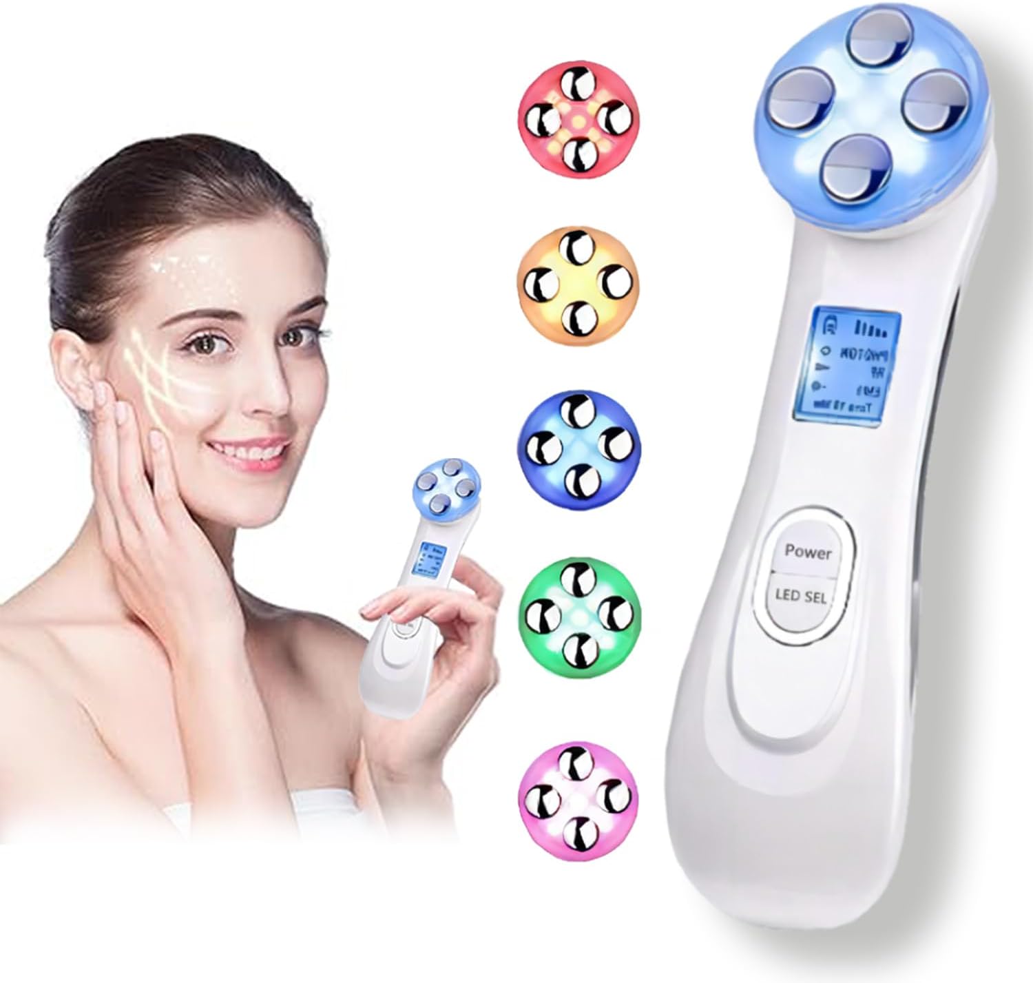 Facial Massage & Firming Machine, 6 Modes LED Light Therapy Machine, High Frequency Facial Massage Machine, Facial Lift, Anti-Aging & Anti-Wrinkle Skin Care Tools