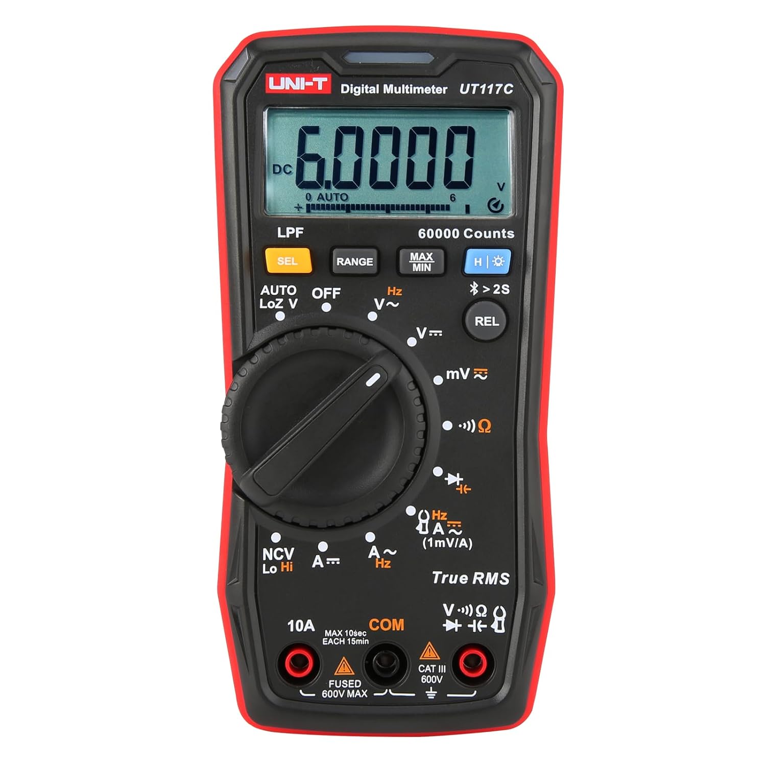 UNI-T UT117C Digital Multimeter 60000Counts,DC AC Voltmeter and Ohm Volt Amp Meter with Bluetooth Communication and Low-Pass Filtering; Measures Voltage, Current, Resistance, Continuity and Diode,