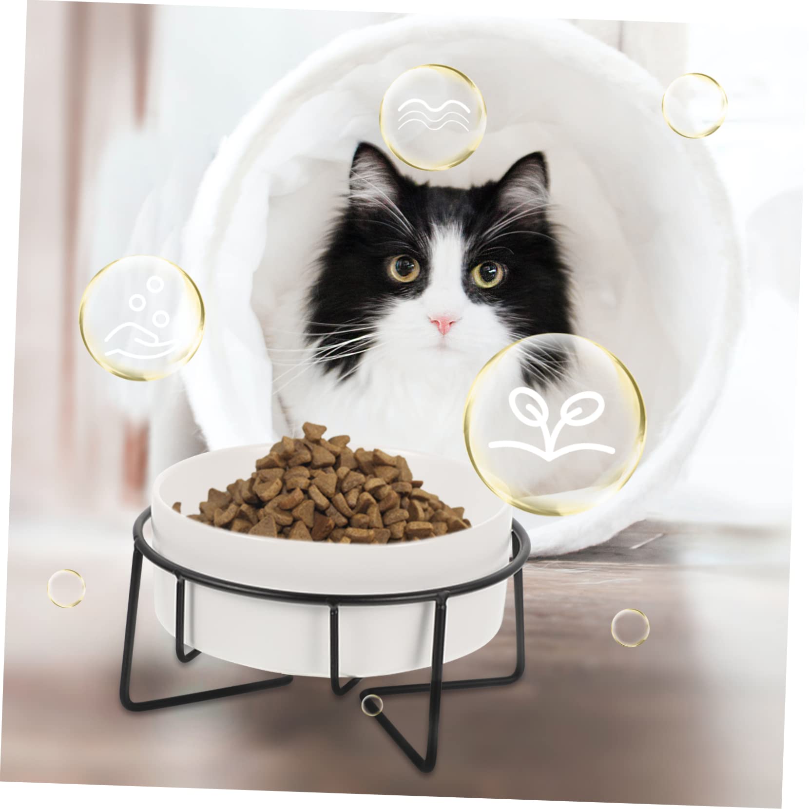 Toyvian Ciotola Rialzata in Ceramica Protezione del Collo, Facile da Pulire 400ml per Gatti e Cuccioli per Cibo e Acqua