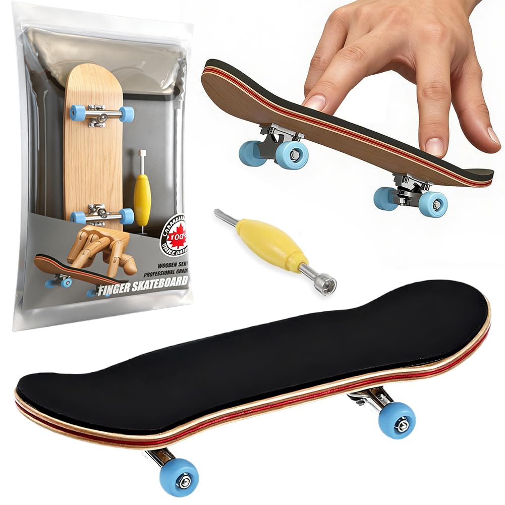 Fingerboard,A Box of Finger Skateboards,Maple Wood Mini Finger Skateboards with PU Non-slip Box with Screwdriver,DIY Assembly Professional Skate Boarding Sports Games（Suitable for adults or teenagers）