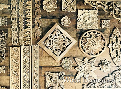 Amazon.co.jp: ループ ウッドカービングレリーフ チーク 無垢材 木製