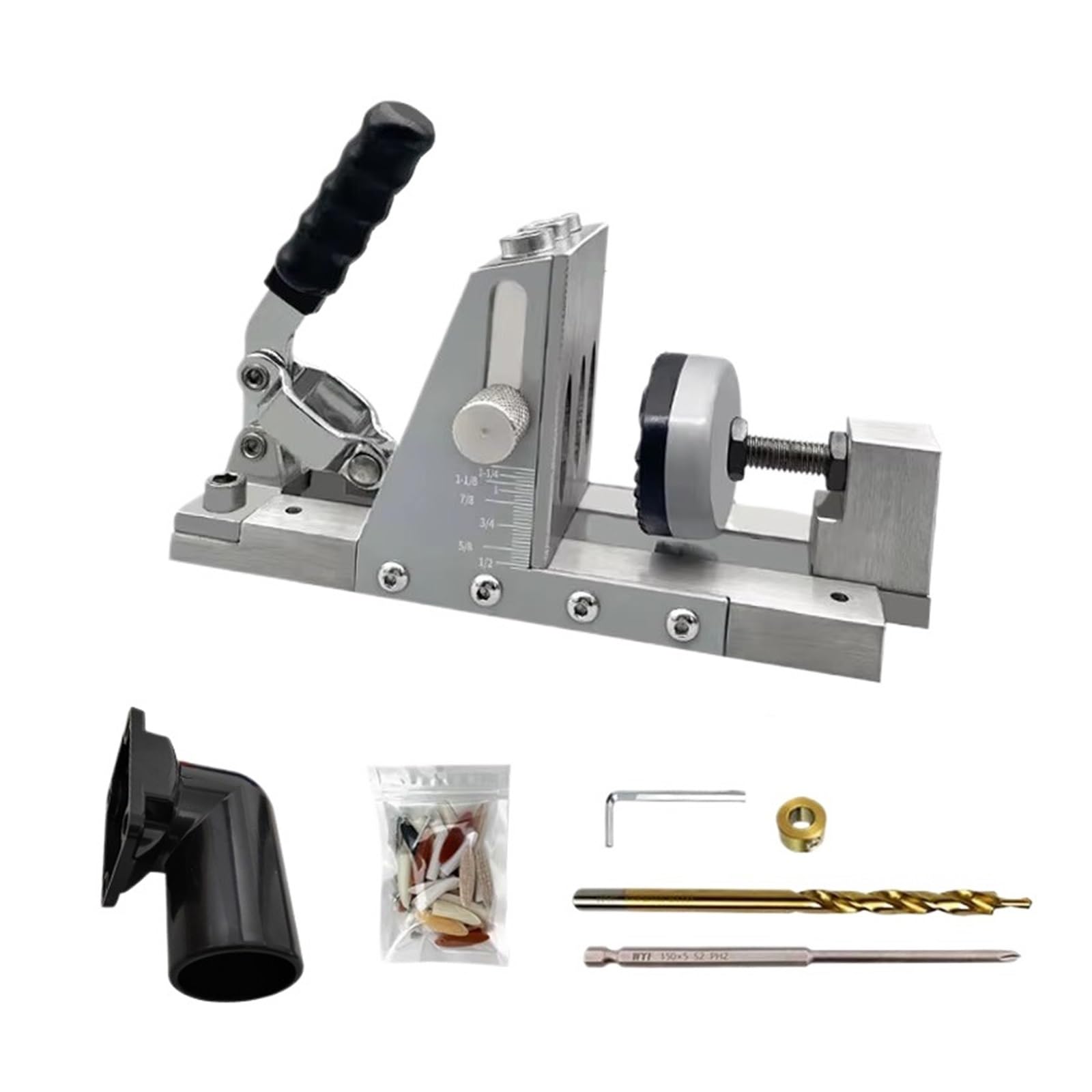 Gabarit trou poche de menuiserie, guide d'angle 15° et ensemble perforateur de bricolage