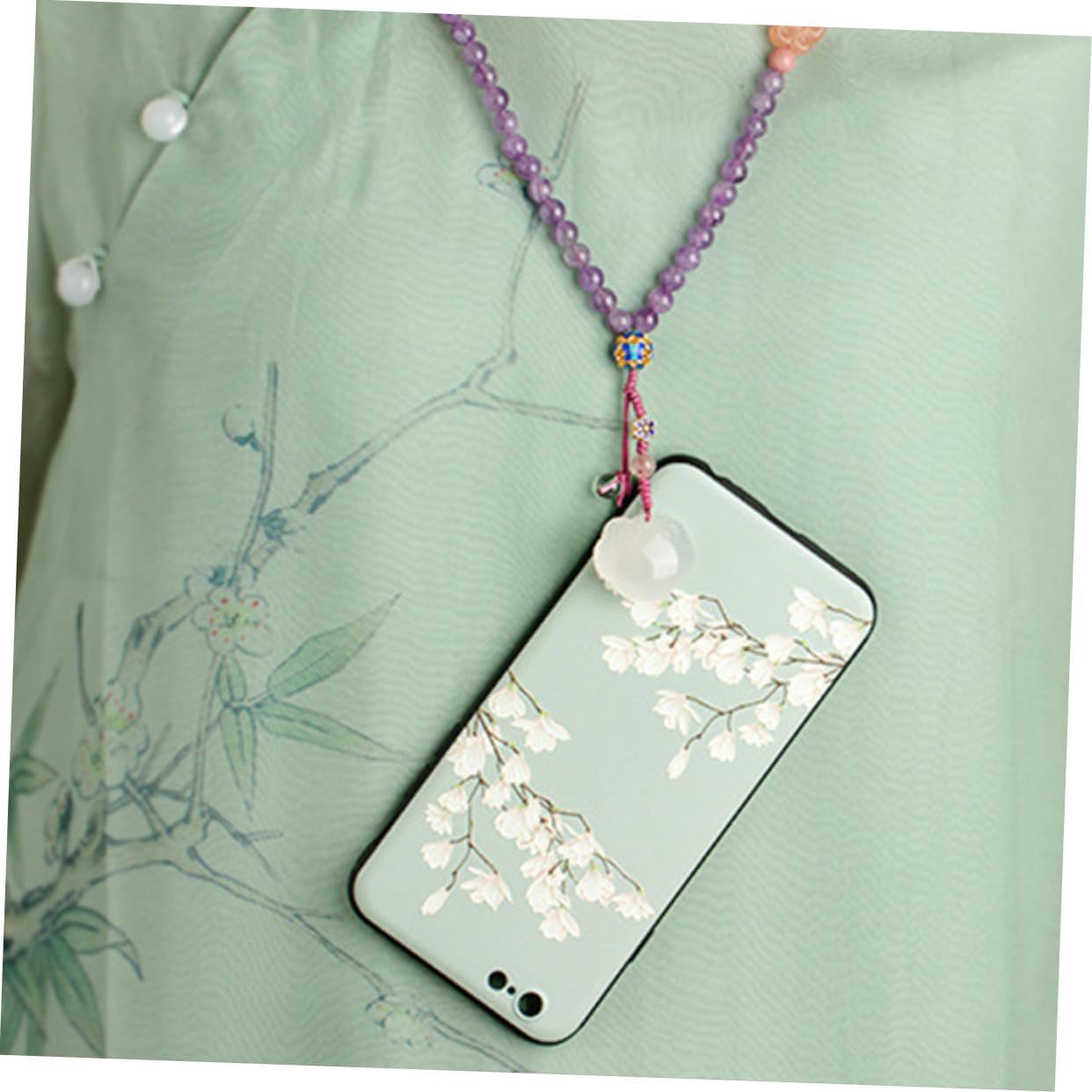 NUOBESTY Natural Amethyst Phone Lanyard Stylish Phone Cord for Phone Decor Easy Attachment Versatile Use Durable Material for and Accessories