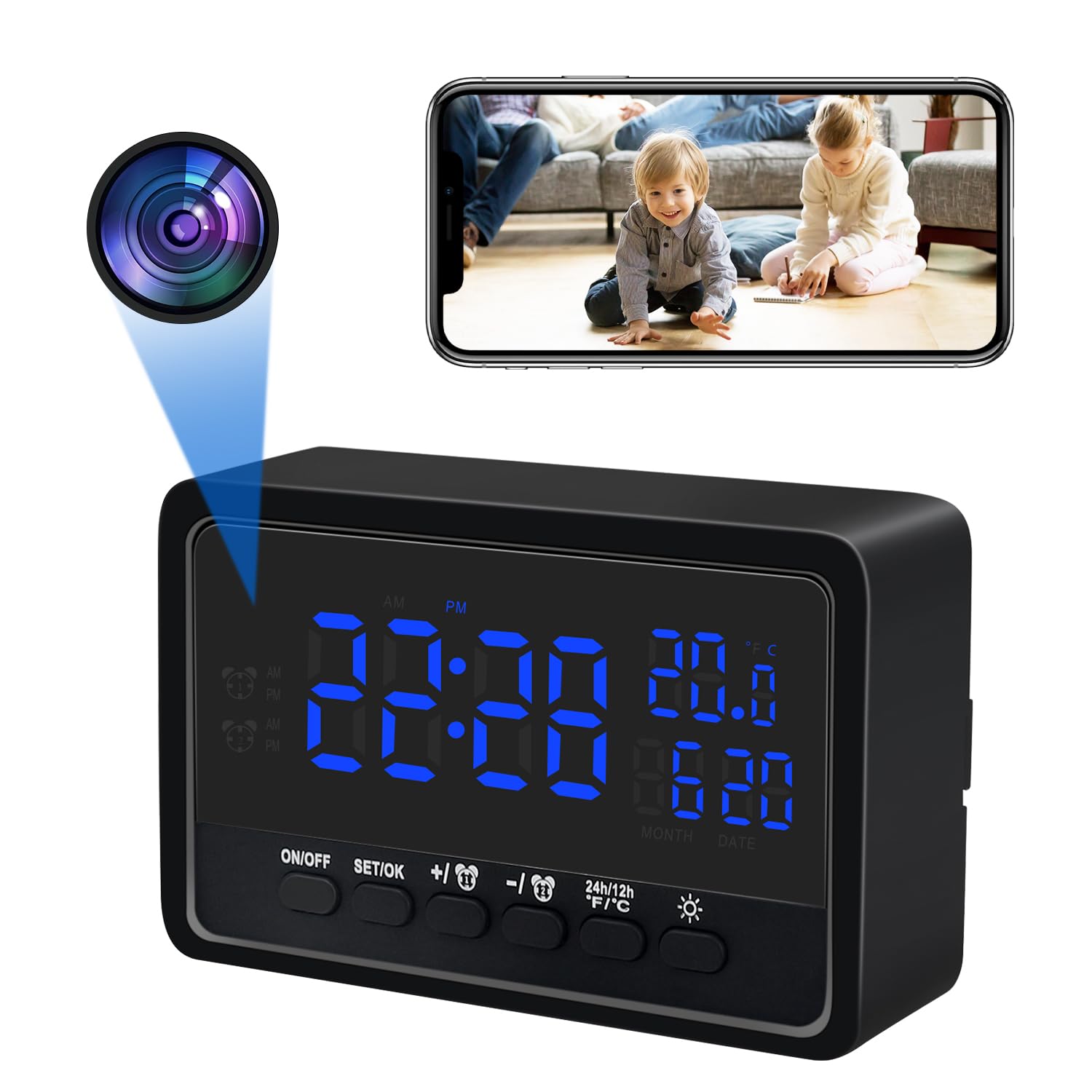 Amazon.co.jp: LHY 小型カメラ 時計型カメラ 140°広角 スマホ連動