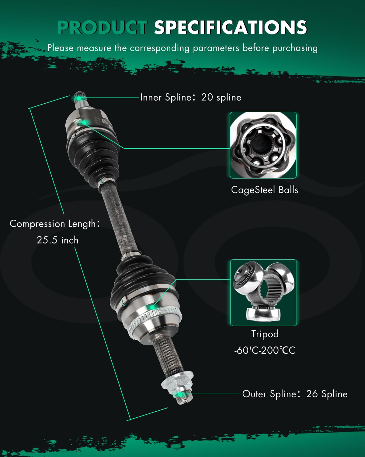 SCITOO CV Axle Shaft Assembly Front Left Fit For Pontiac