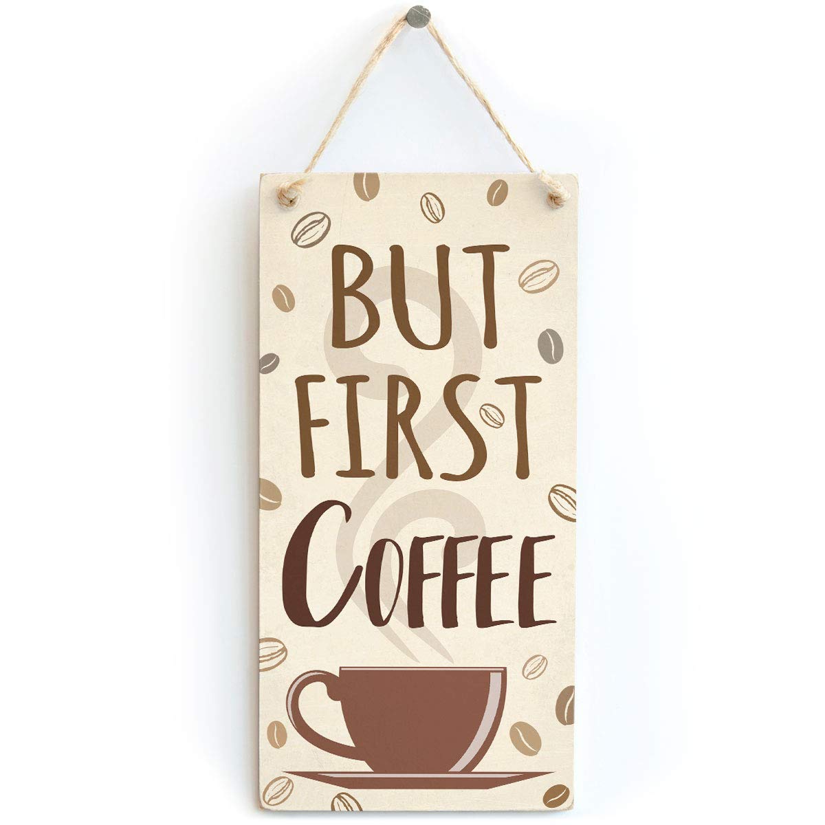 Ufcell But First Coffee Sign Wood Signs 5"x10" Funny Home Decor