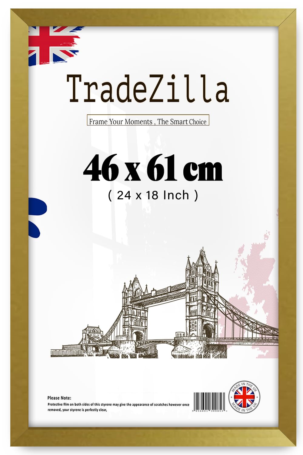 TradeZilla - Durable 46x61cm Poster Frame - | Rectangle Frame, Exclusive Solid Wood 24 x 18 Inch Picture Frames, Horizontal/Vertical Formats Included Hanging Hardware- [ Gold ]