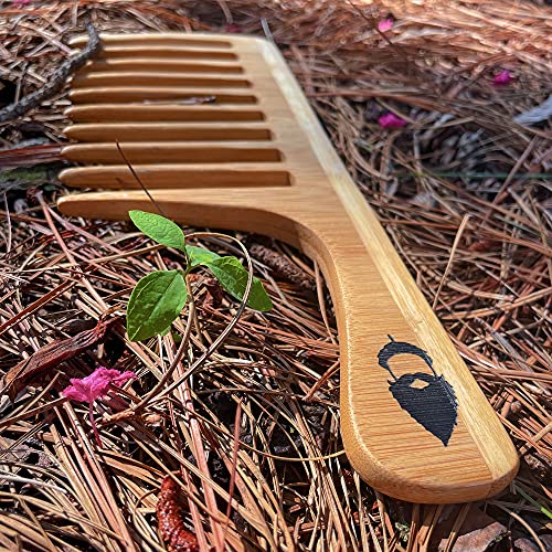 Peine XL para barba Sequoia de bambú natural miniatura 3