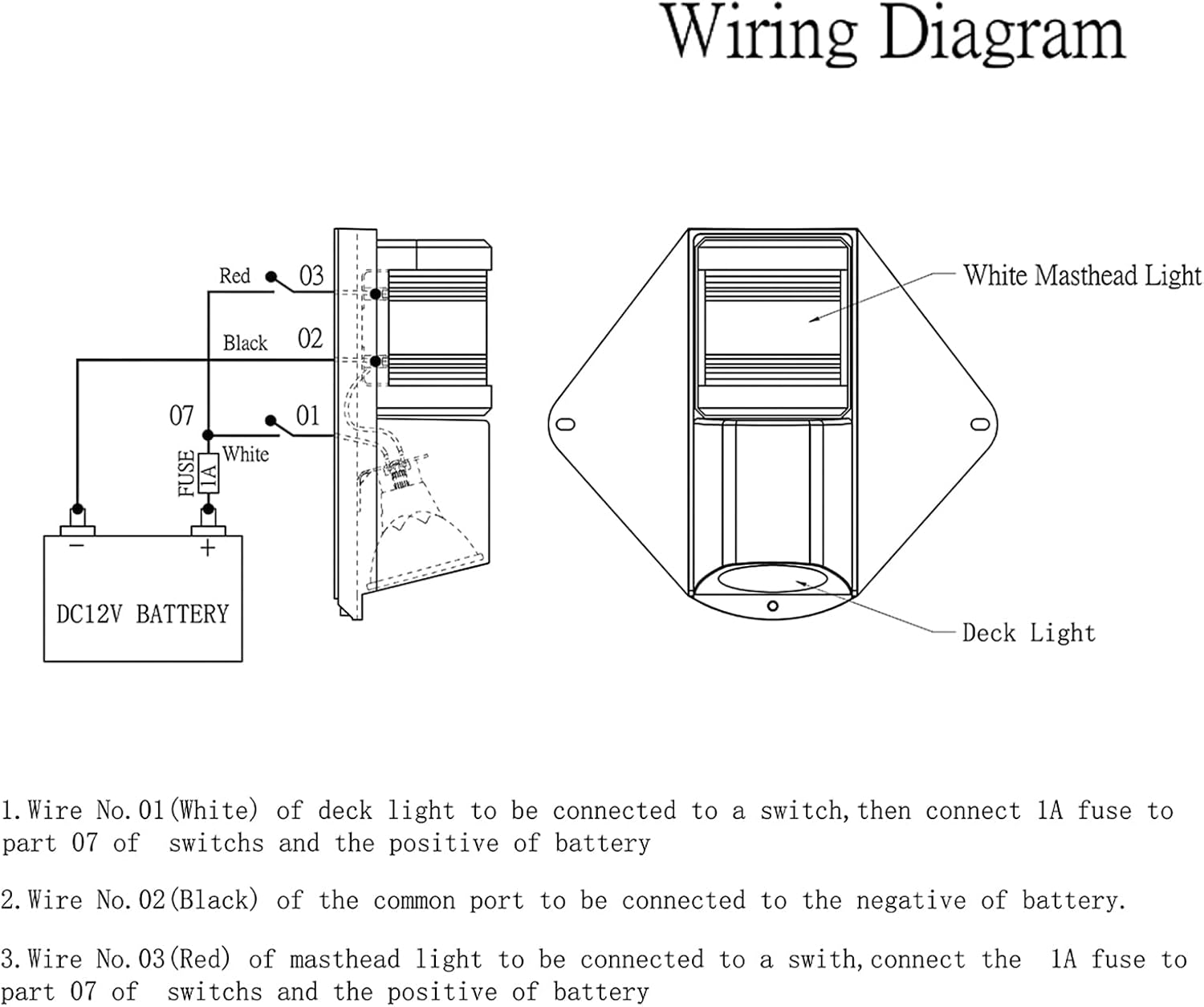 Masthead and Deck Light LED for Sailboat