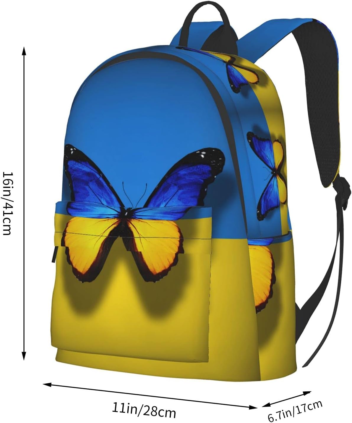 16 inch backpack Ukrainian Flag Butterfly Laptop Backpack Full Print School Bookbag Shoulder Bag for Travel Daypack