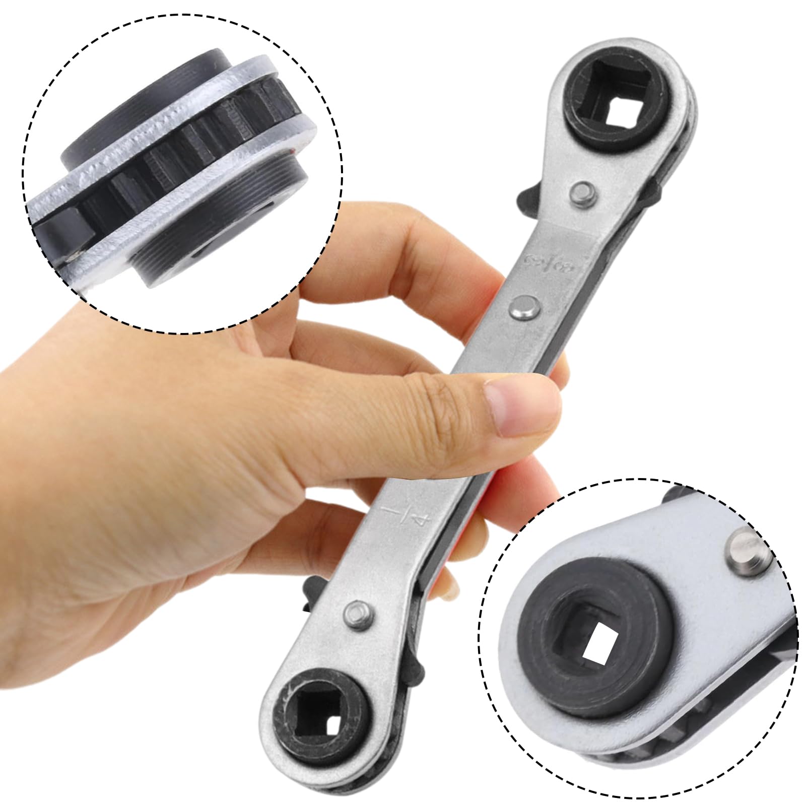 RLMVGBX 4-in-1 Square Ratchet Spanner for HVAC CT-122C Bend Wrench with Quick-Reverse Lever for Refrigeration Valve Service Radiator Spanner for Air Conditioner Freezer Maintenance Tools - Image 4