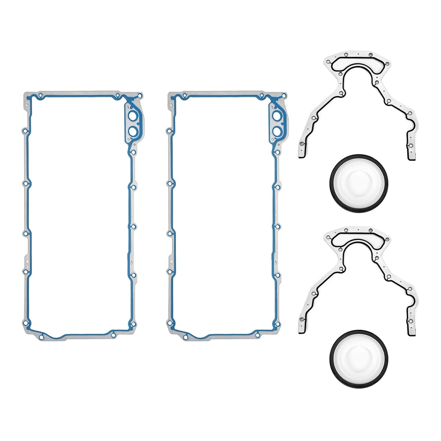 Oil Pan Gasket Set of 2 & Rear Main Seal Gasket Kit - OS32241 OS30693R 12612350 BS 40640 12639249 89060436 Fits for GM LS V8 Engine 4.8L 5.3L 5.7L 6.0L 6.2L Chevy GMC Cadillac Pontiac Saab Isuzu
