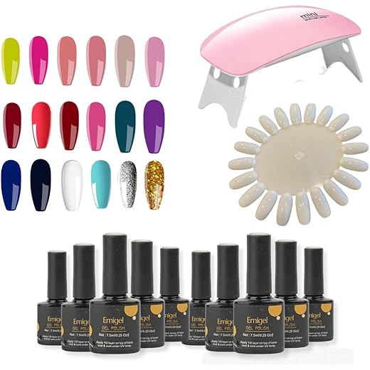 Gel Polish Pack of 18 with Mini UV Lamp