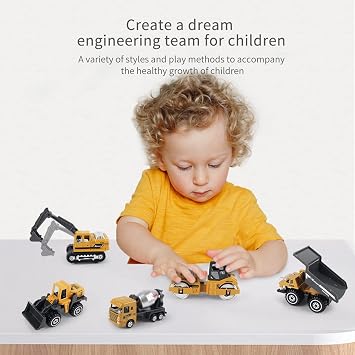 Coolplay Construction Vehicles Toy Set for Kids, Little Truck Cars Toy Roller Bulldozers Forklift Excavator Asphalt Car Dump for Boys 3 Years Old