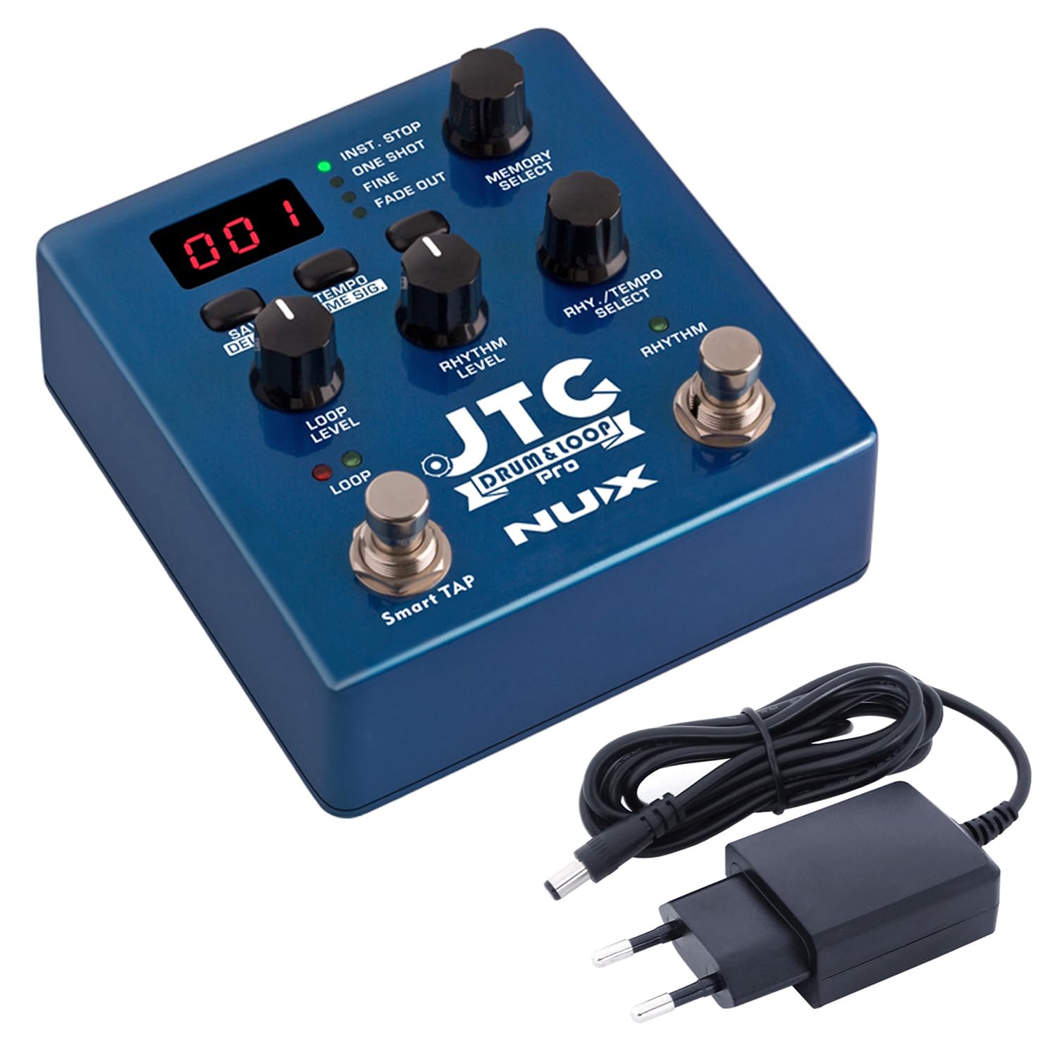 Nux JTC Drum and Loop Pro Dual Switch Pédale d'effet pour guitare et basse + bloc d'alimentation Keepdrum