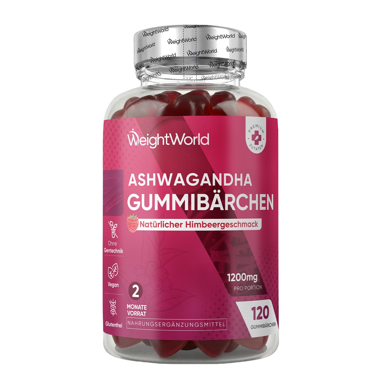WeightWorld Ashwagandha Gummies - 1200mg/Portion - 120 Vegane Gummibärchen