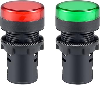 uxcell 2Pcs Red Green Indicator Light AC/DC 110V, 22mm Panel Mount, for Electrical Control Panel, HVAC, DIY Projects